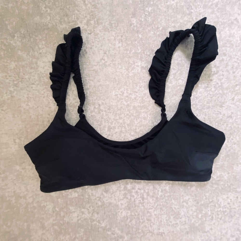 Black ruffle bikini top